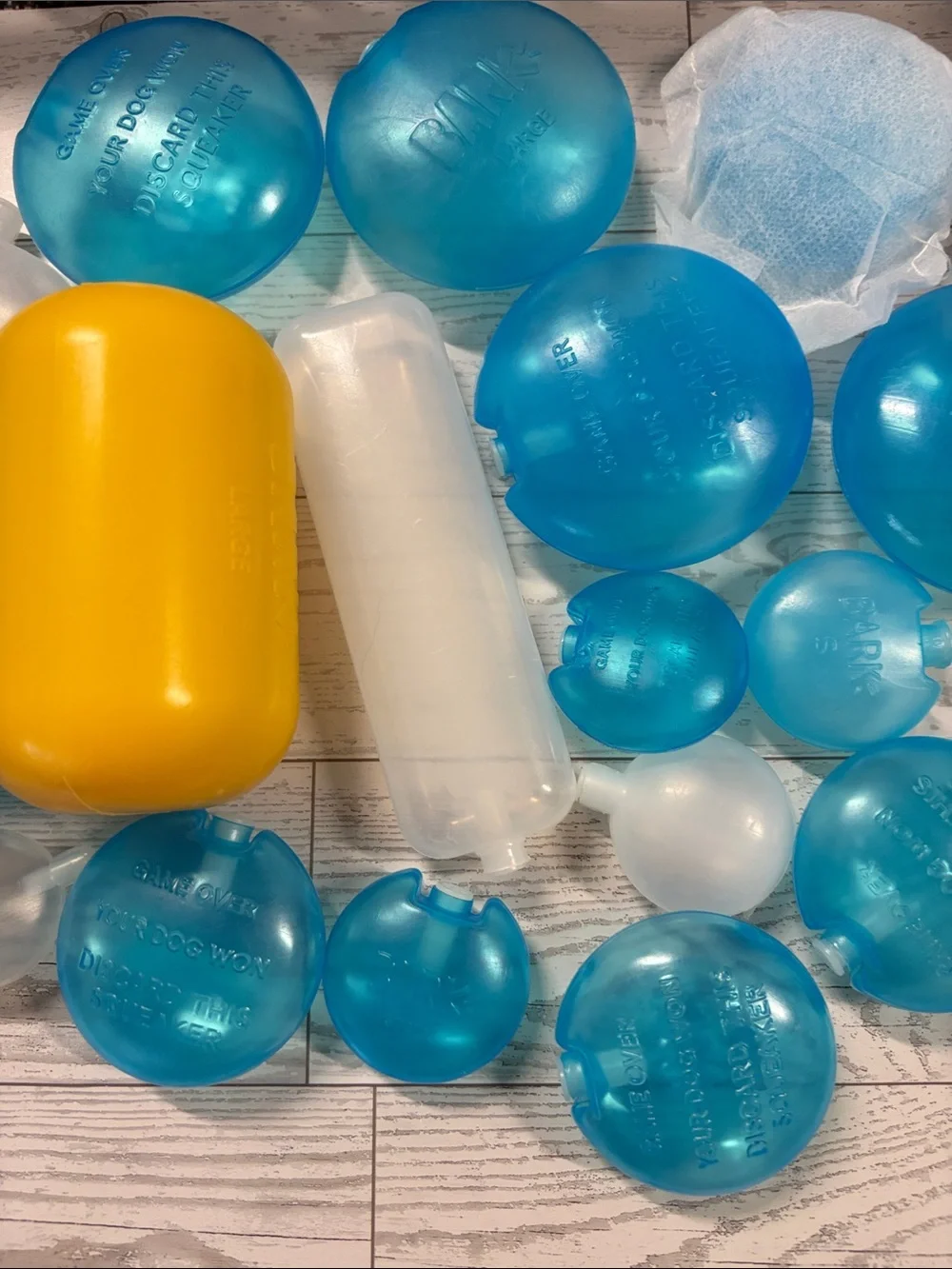 18 Blue Yellow white Dog Toy Inserts squeakers replacements crafts